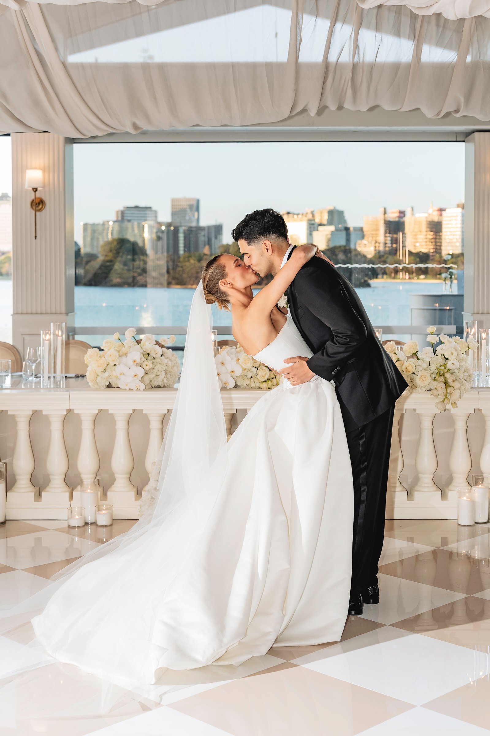 Carousel, Albert Park Lake wedding — reception room set for a wedding, photographed by C2 Films