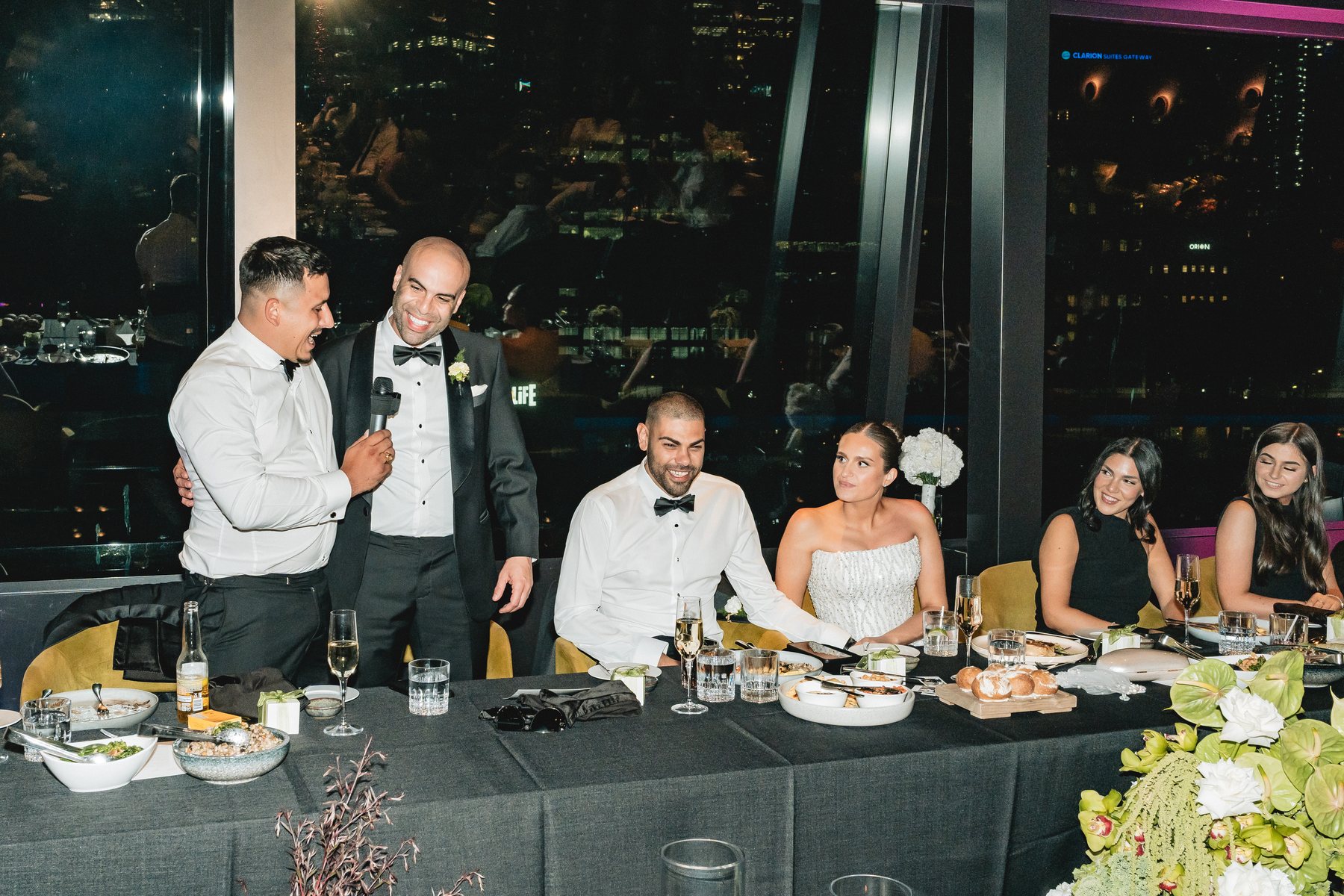 Crown Melbourne wedding — bridal table at Crown Evergreen, Southbank, by C2 Films