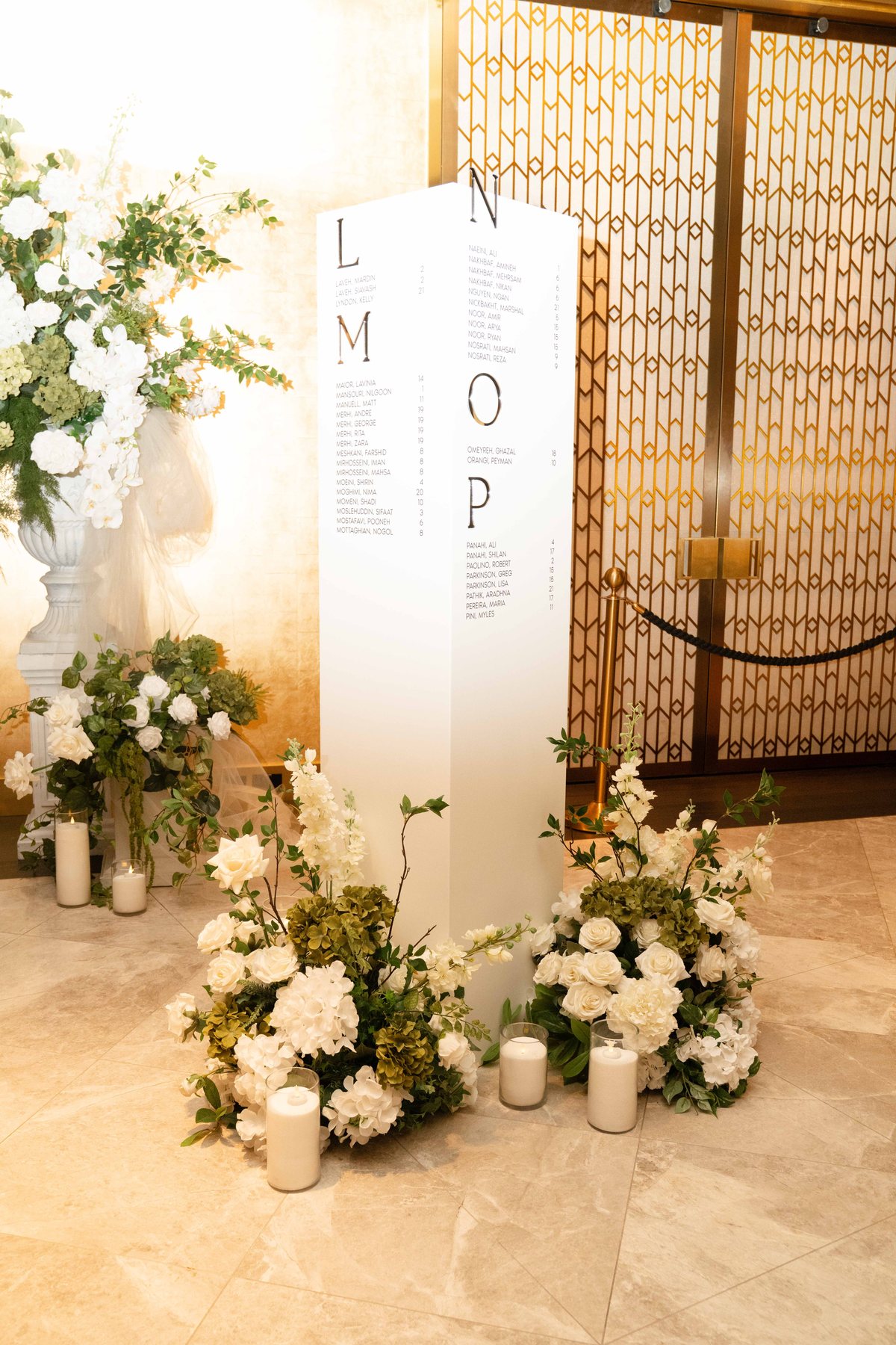 Ritz-Carlton Melbourne wedding — seating chart and entrance styling, by C2 Films