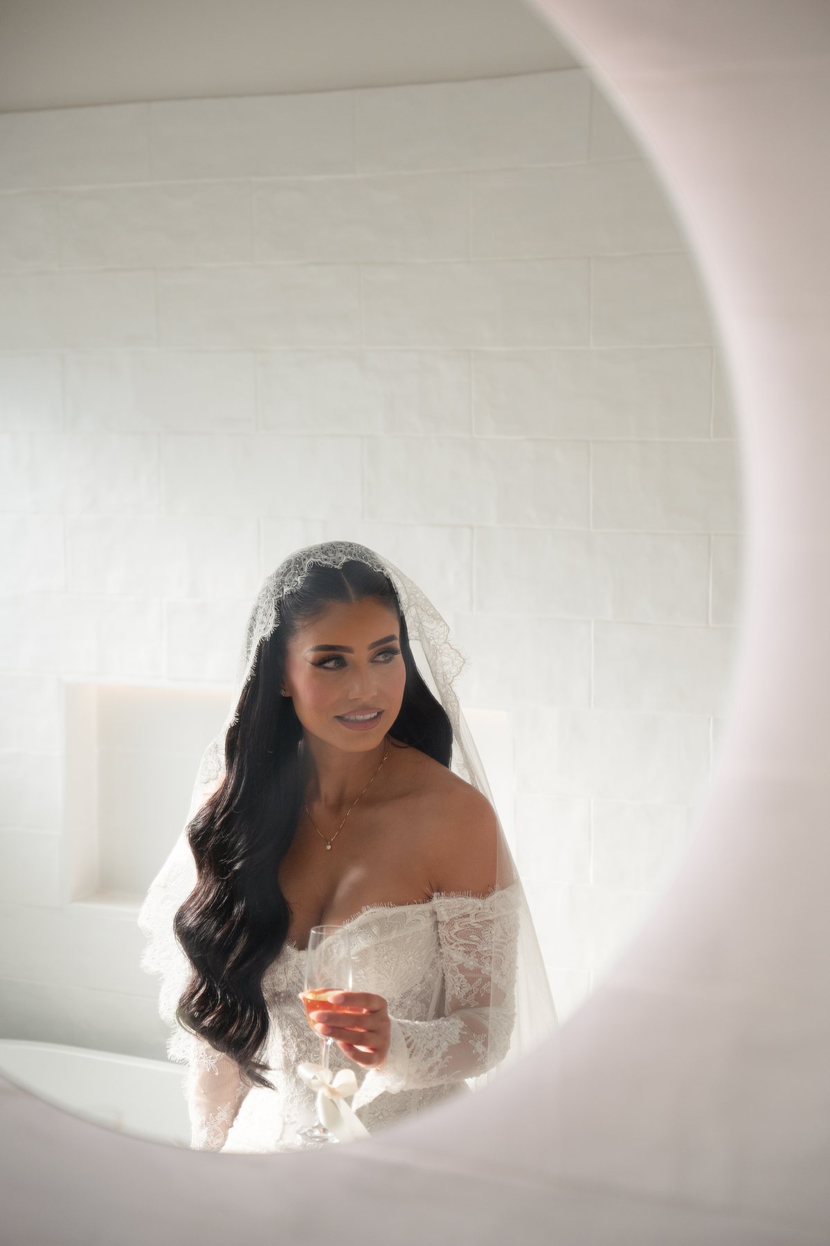 Zonzo Estate wedding — bride in the modern chapel at Zonzo Estate, by C2 Films