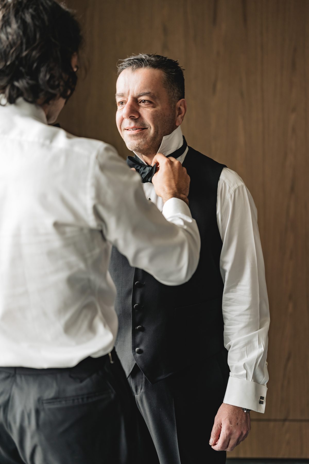 Jack and Natasha getting ready before the ceremony — Melbourne wedding photography by C2 Films
