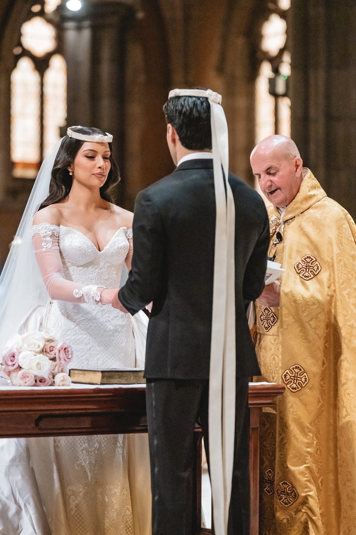 Jack and Natasha after the ceremony at St Patrick's Cathedral, Melbourne — C2 Films wedding photography