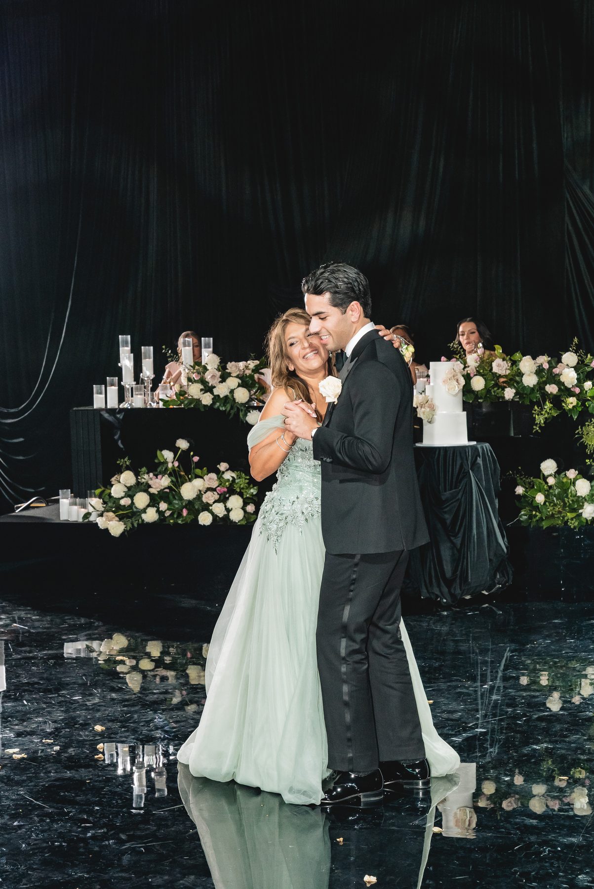 Jack and Natasha — celebrating at the reception at W Melbourne, Melbourne wedding photography by C2 Films