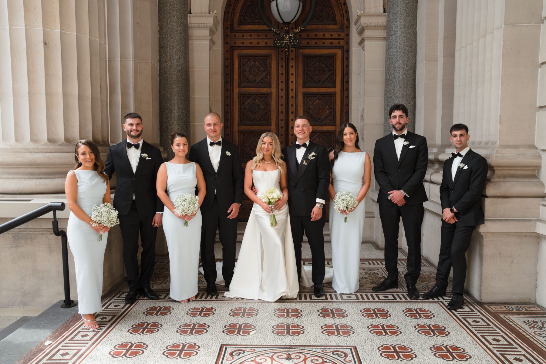 Jacob and Olivia — portraits on the wedding day on their wedding day at The George Ballroom, St Kilda, by C2 Films