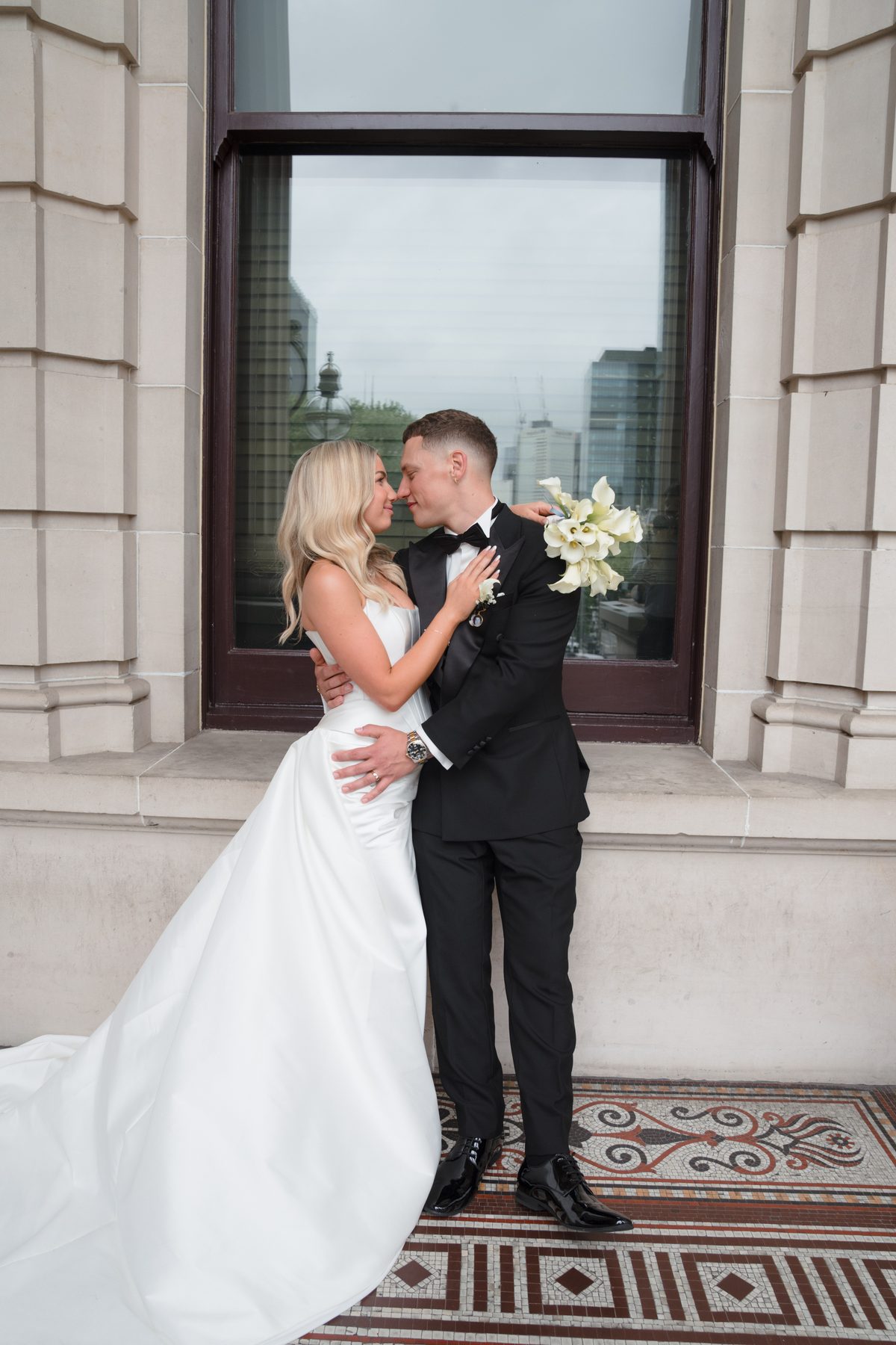Jacob and Olivia — couple portraits on their wedding day at The George Ballroom, St Kilda, by C2 Films