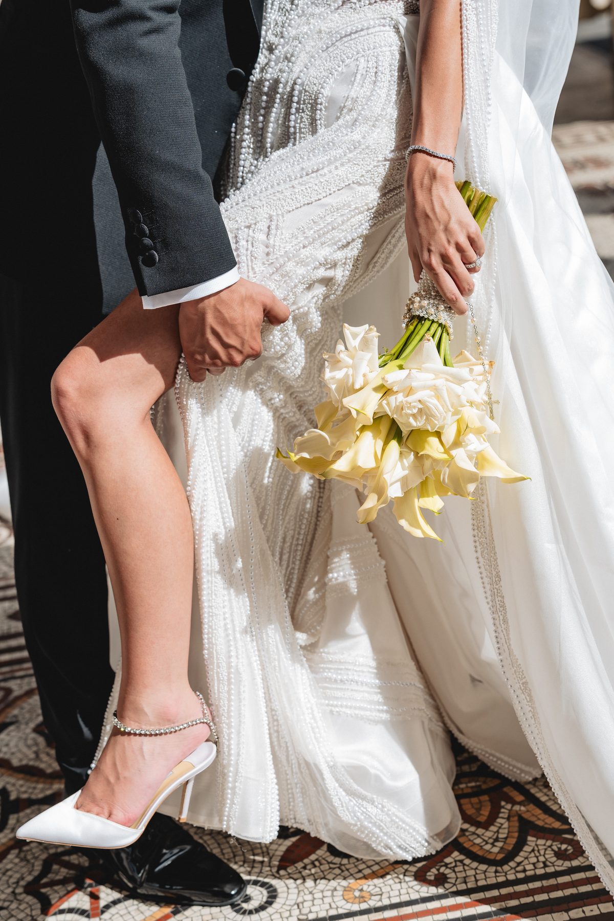 Jean-Claude and Elena — portrait session after the ceremony on their wedding day at Leonda by the Yarra, by C2 Films