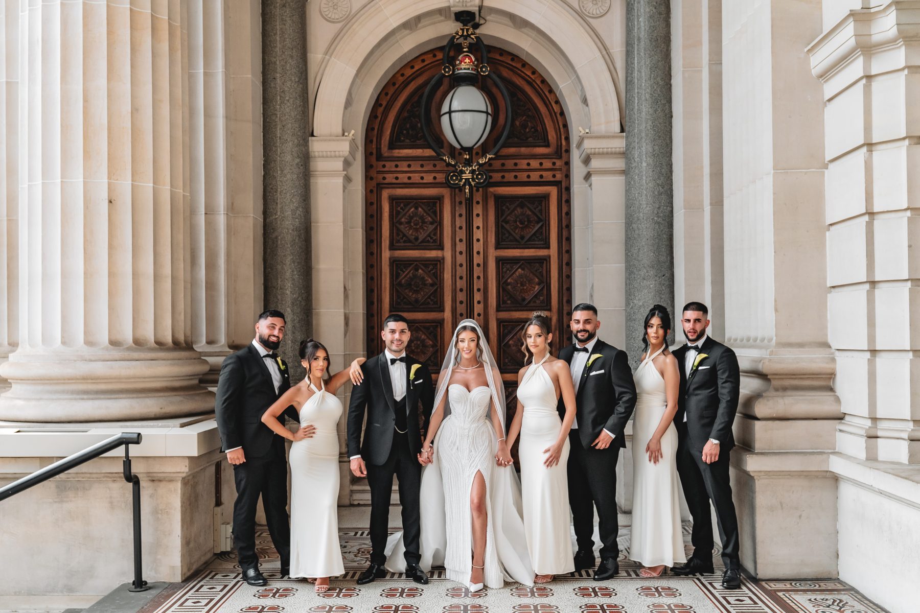 Jean-Claude and Elena — bridal party portraits on their wedding day at Leonda by the Yarra, by C2 Films