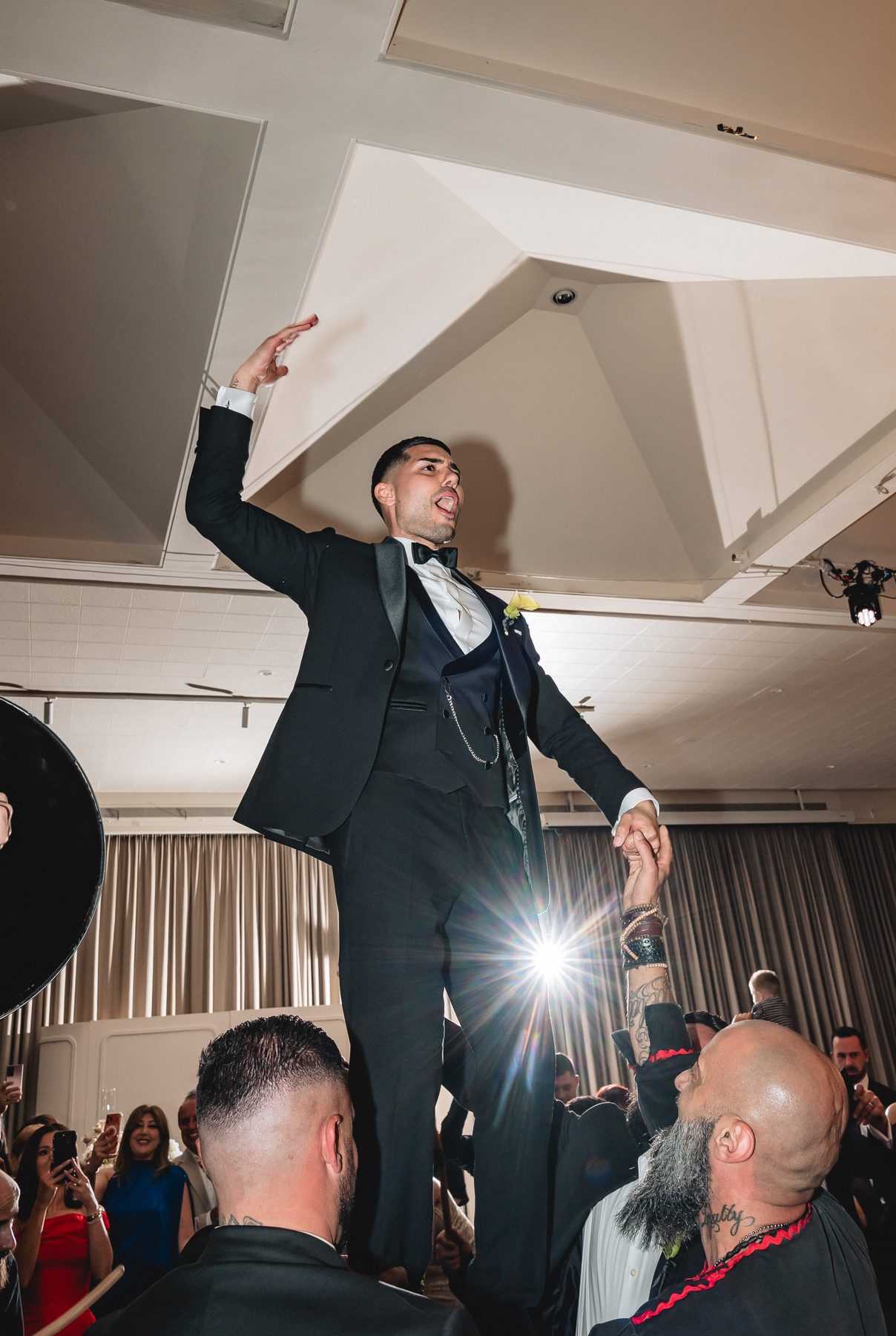 Jean-Claude and Elena — celebrating at the reception at Leonda by the Yarra, Melbourne wedding photography by C2 Films