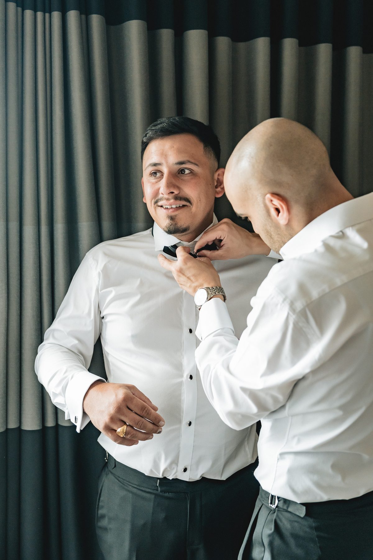 Mo and Elyse final details before the ceremony — Melbourne wedding photography by C2 Films