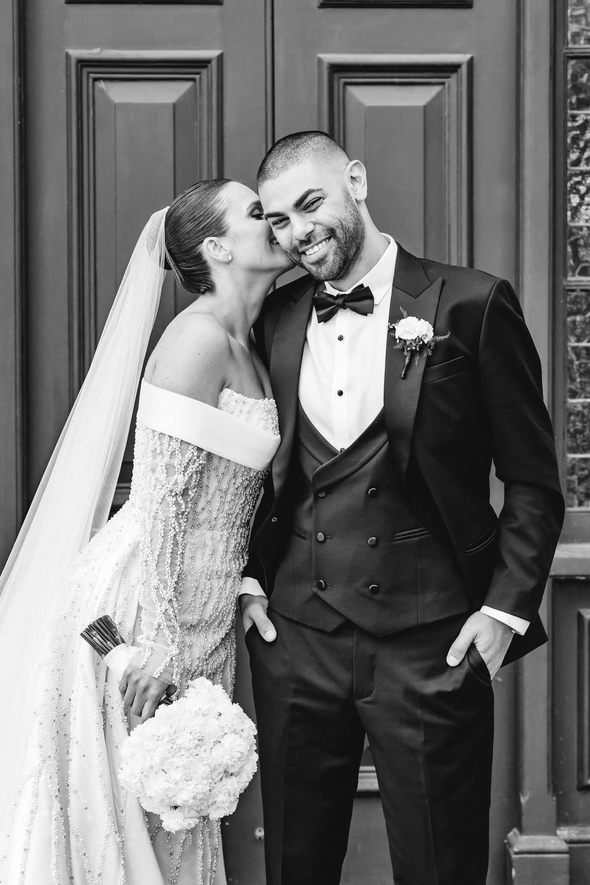 Mo and Elyse — wedding portraits on their wedding day at Crown Evergreen, Southbank, by C2 Films