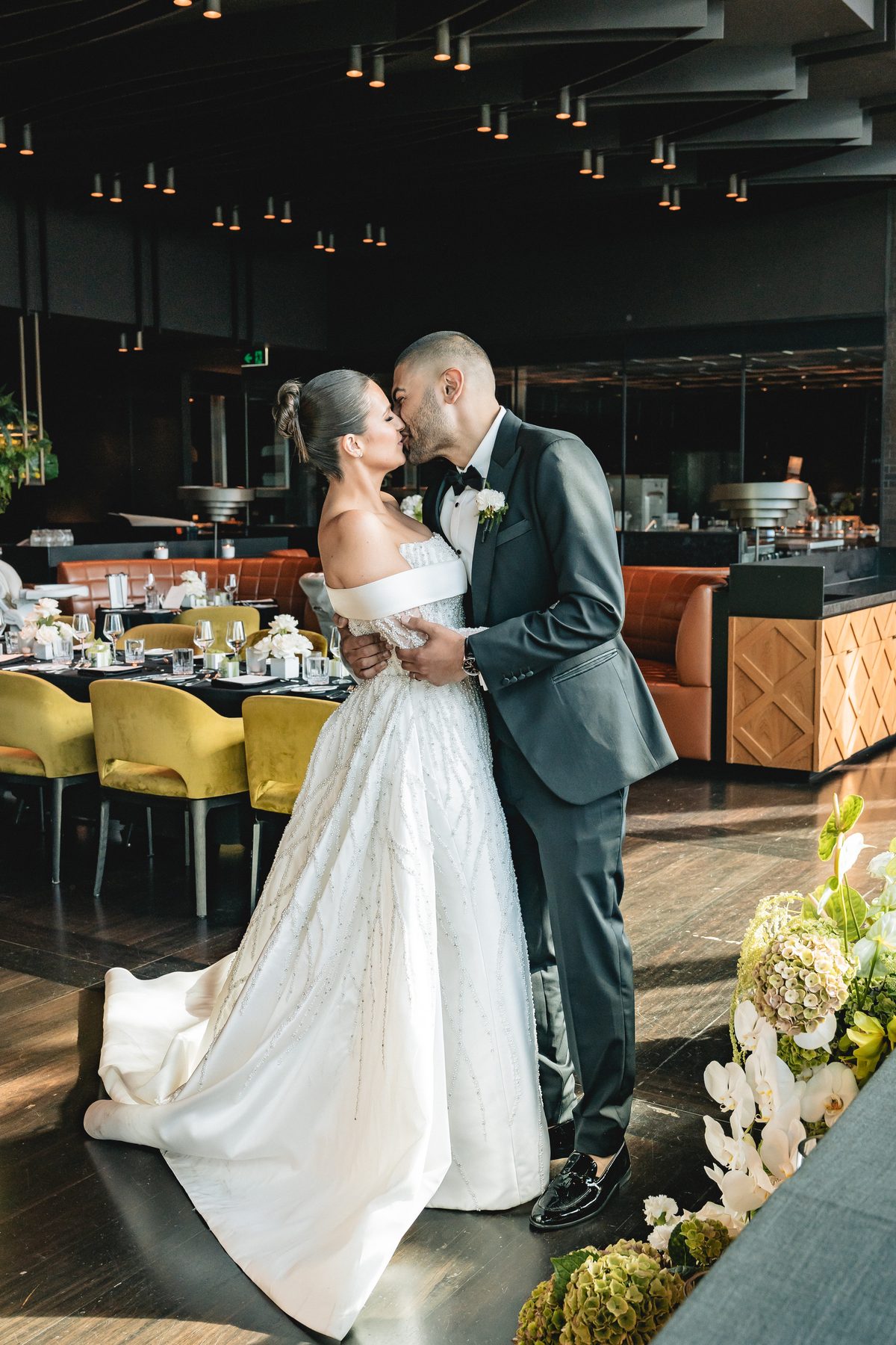 Mo and Elyse — the first dance at Crown Evergreen, Southbank, Melbourne wedding photography by C2 Films