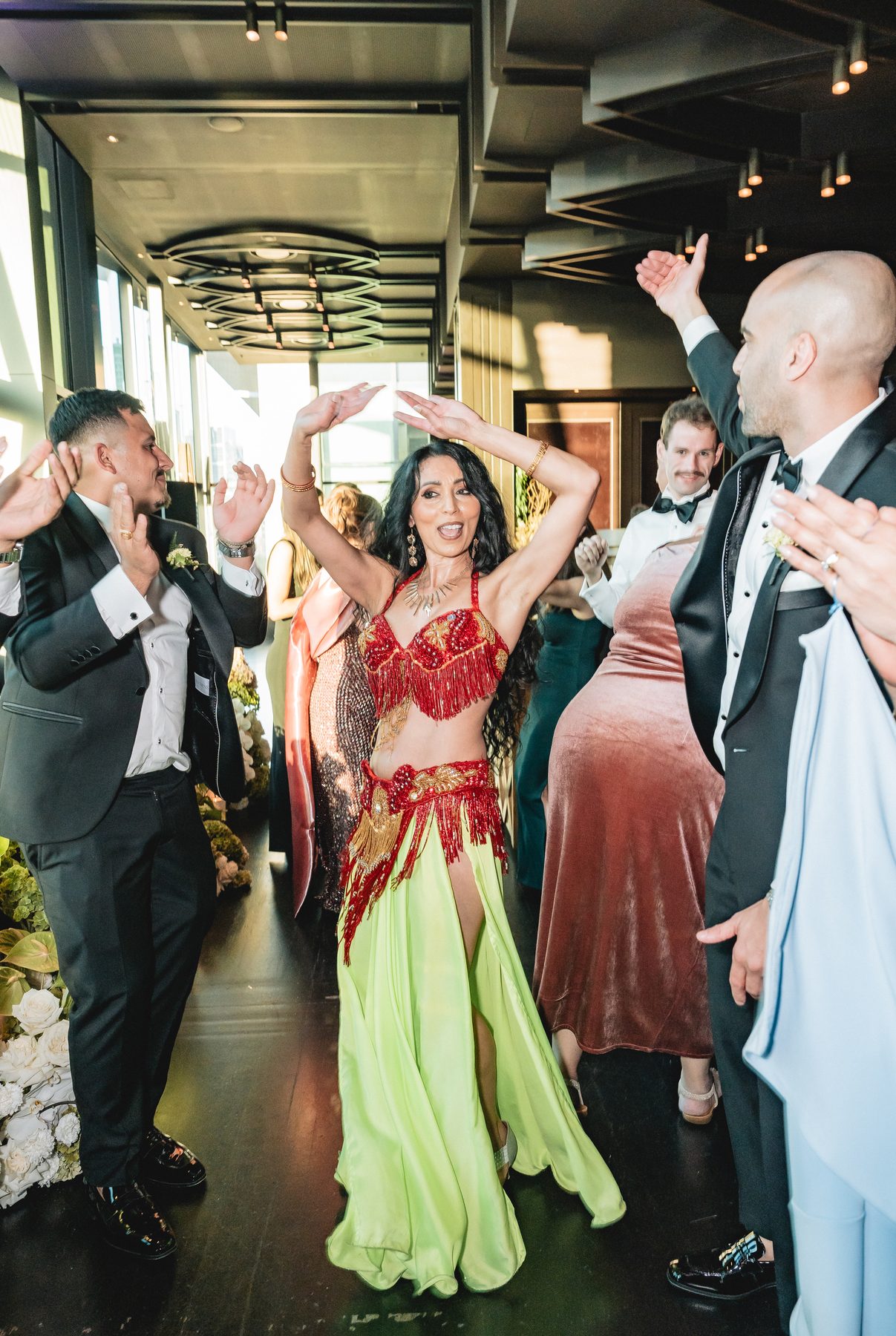 Mo and Elyse — during the reception at Crown Evergreen, Southbank, Melbourne wedding photography by C2 Films