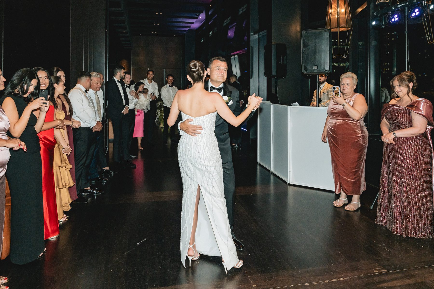 Mo and Elyse — at the reception at Crown Evergreen, Southbank, Melbourne wedding photography by C2 Films