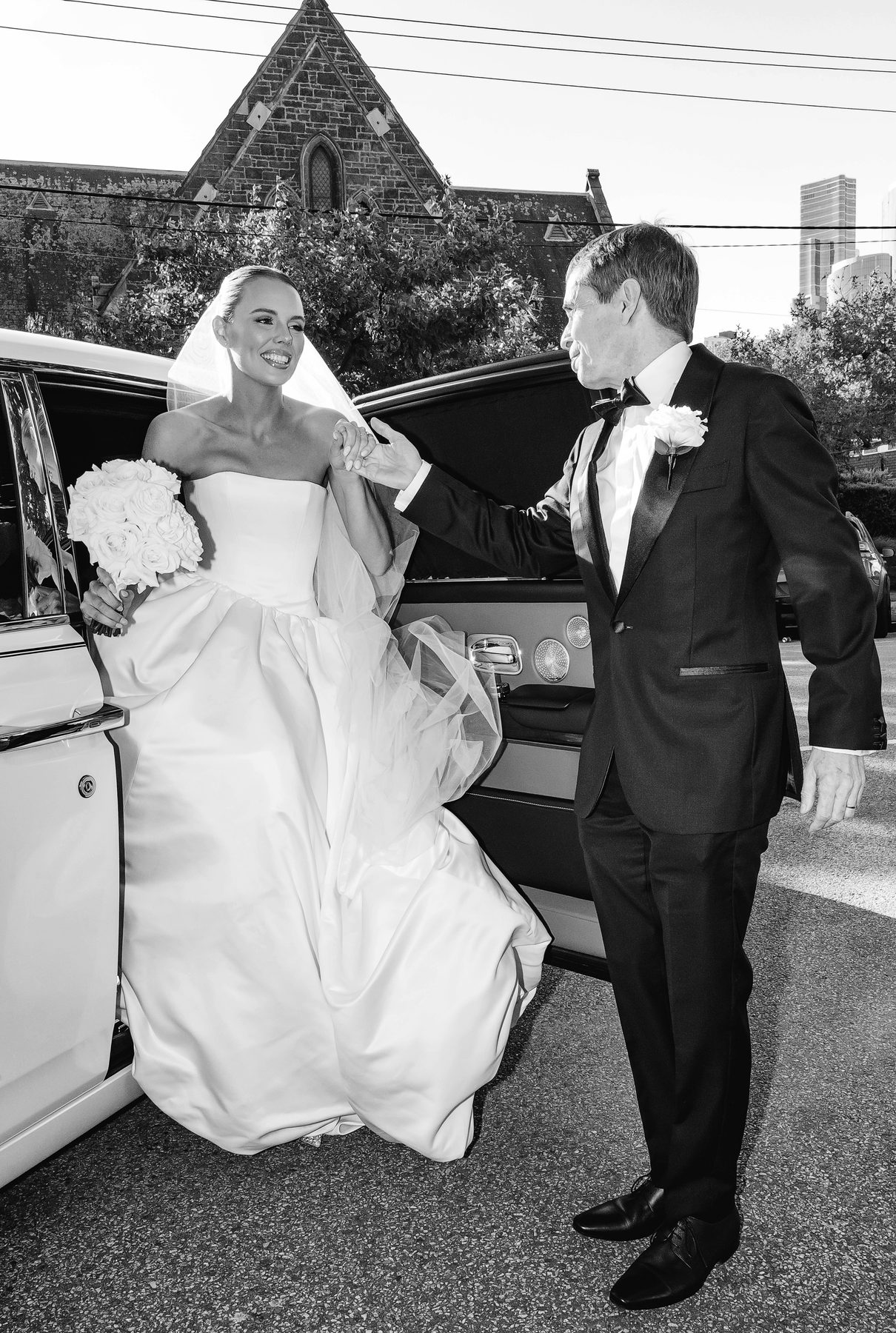 Simon and Sara after the ceremony at St Eustathios Greek Orthodox Church — C2 Films wedding photography