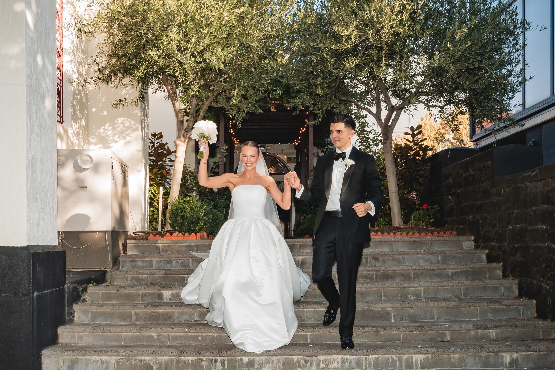 Simon and Sara — wedding portraits on their wedding day at Carousel, Albert Park, by C2 Films