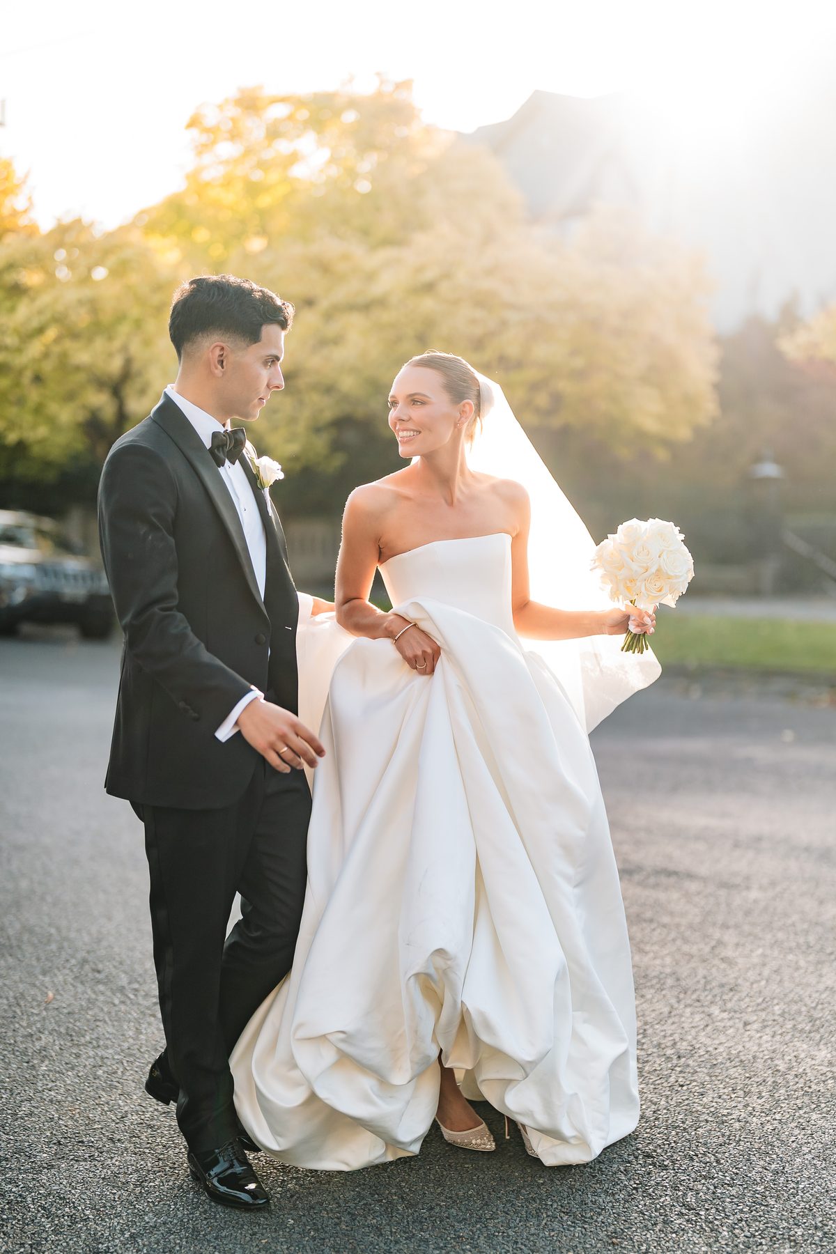 Simon and Sara — bridal portraits on their wedding day at Carousel, Albert Park, by C2 Films