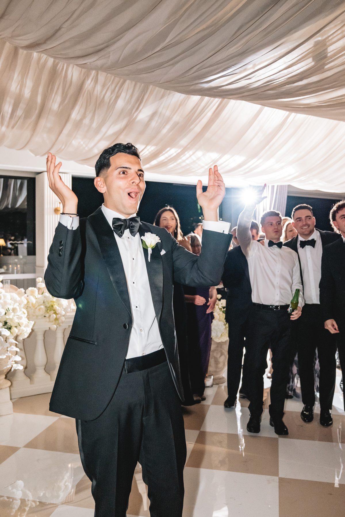 Simon and Sara — during the reception at Carousel, Albert Park, Melbourne wedding photography by C2 Films